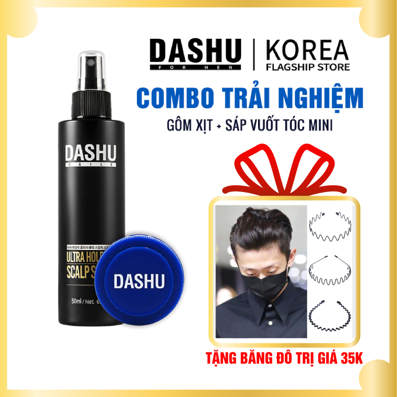 Combo gôm sáp vuốt tóc nam Dashu for men premium ultra holding power 15ml, keo xịt tạo kiểu Dashu Daily Ultra Holding Scalp Spray 50ml, keo xịt wax vuốt tóc nam Hàn Quốc, vào nếp siêu nhanh, thuận tiện bỏ túi mang đi chơi, du lịch giá rẻ