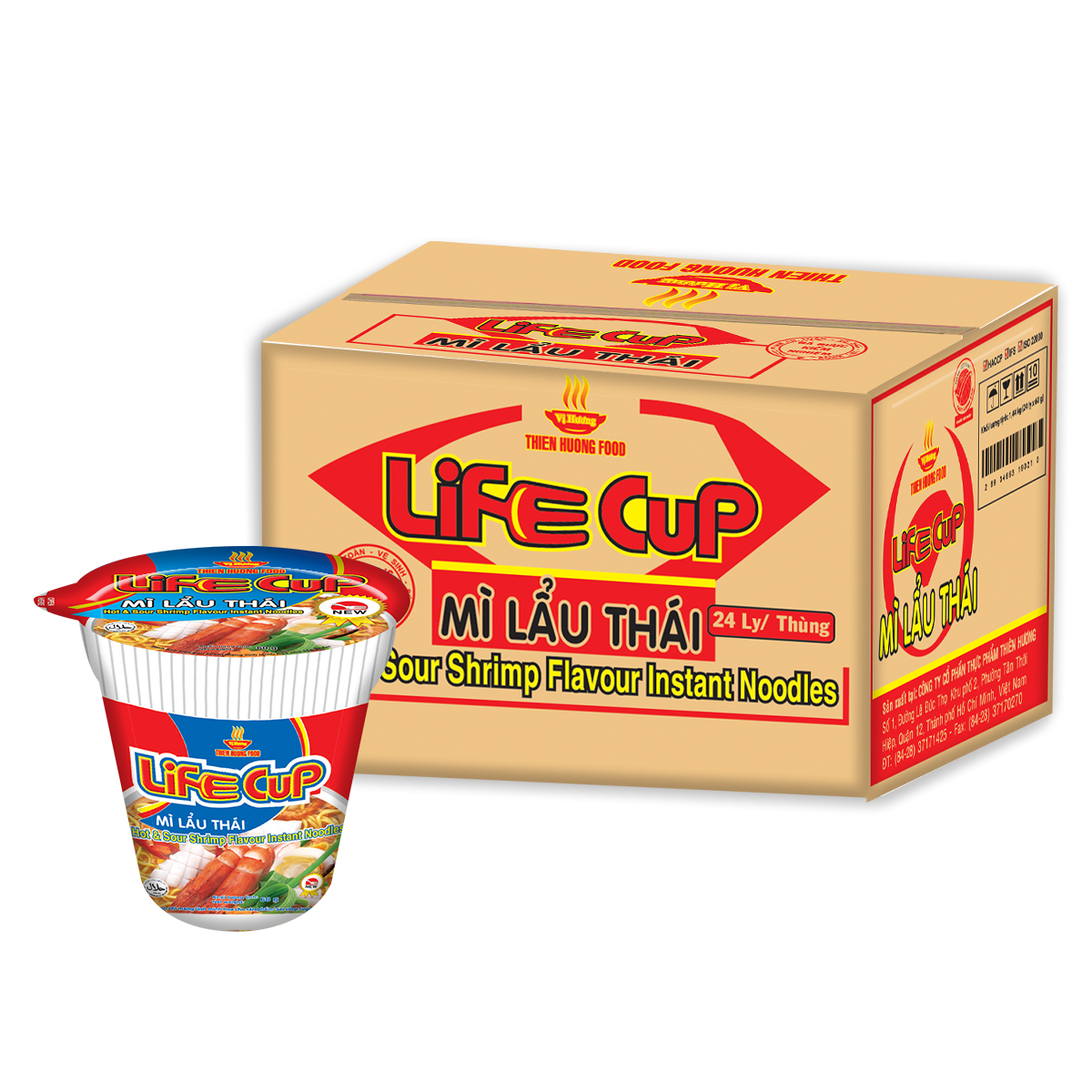 Thùng 24 Ly Mì Lẩu Thái Life Cup 60g/ly