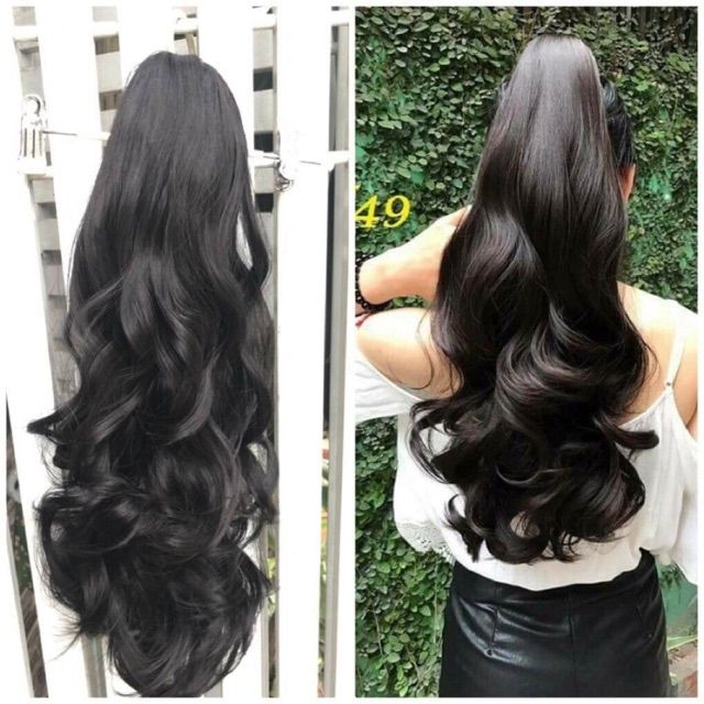 Tóc giả kẹp đuôi ❤FREESHIP❤ tóc giả ngoặm xoăn dợn dài mã n49