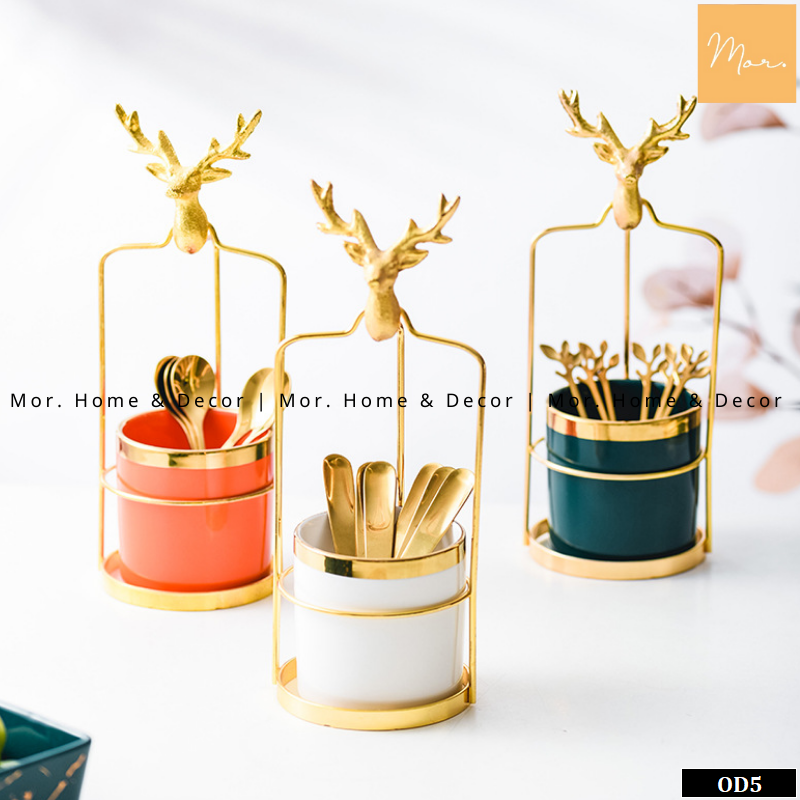 Bộ cốc sứ đựng thìa, dĩa - OD5