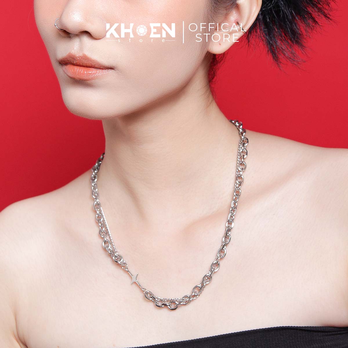Vòng cổ - Xích thanh dài Titan - Khoen Store