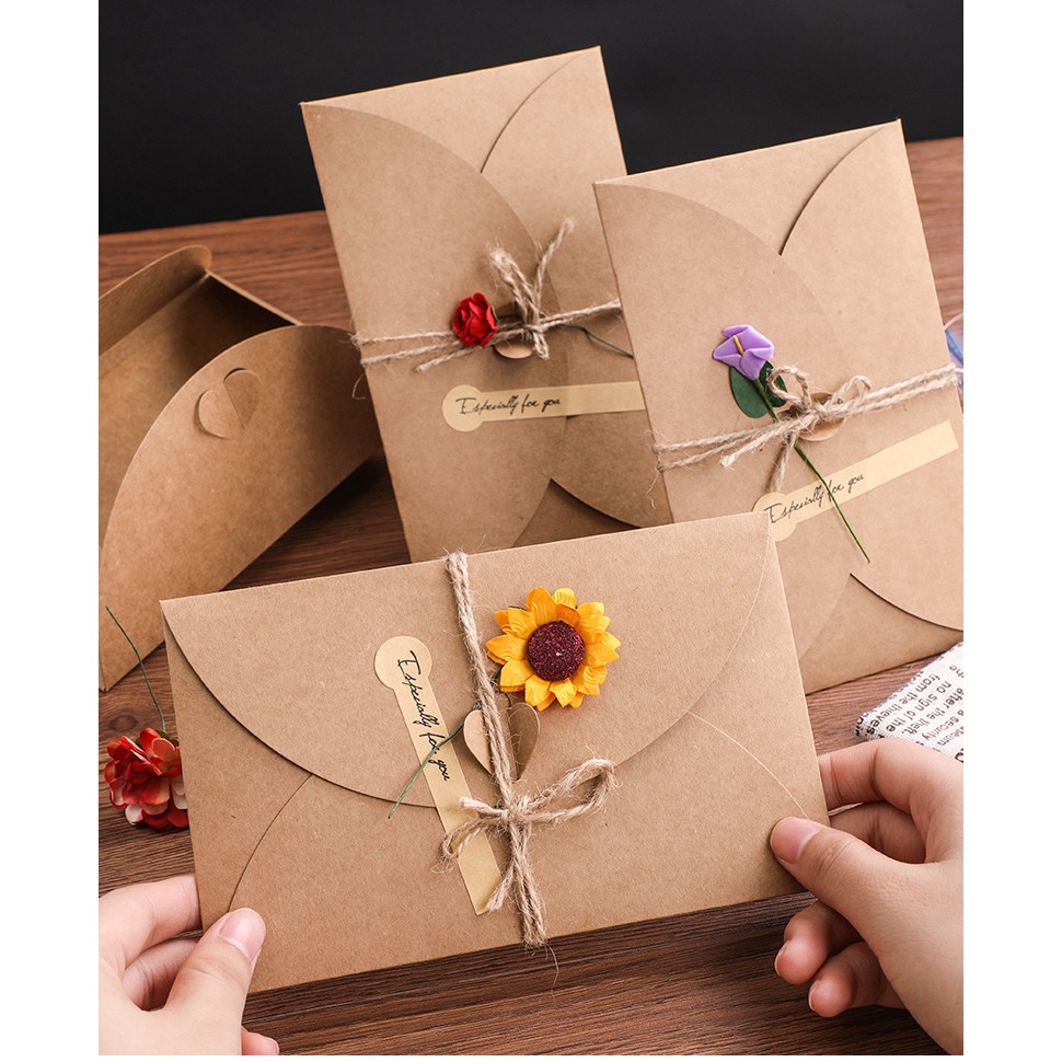 Thiệp Chúc Mừng Handmade Giấy Kraft Cổ Điển