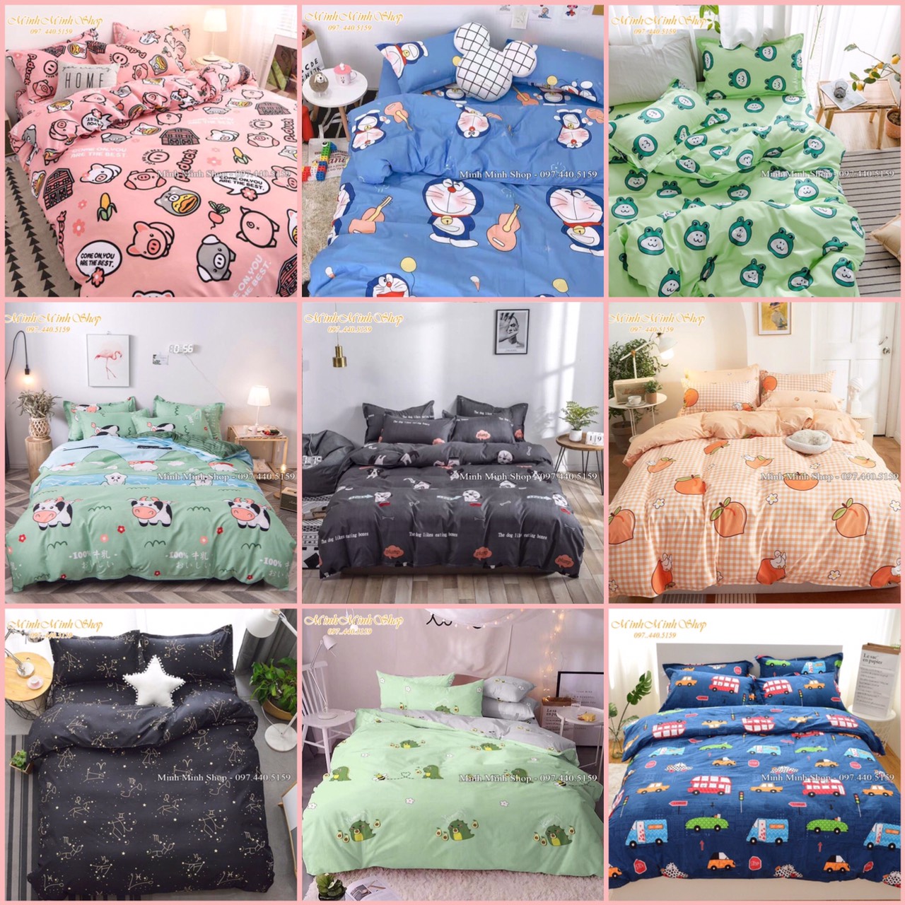 [ Siêu Sale ] Vỏ Chăn, Sét 5 Món Vỏ Chăn 1m9 x 2m1 Kèm Ga Gối Nhiều Kích Thước, Chất Cotton Poly Mẫu CUNG HOÀNG ĐẠO (được chọn mẫu)