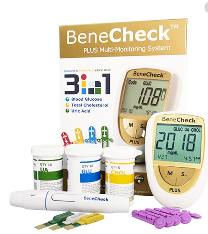Nơi bán 💖 💖TRỌN BỘ Máy Đo ba chỉ số Benecheck: đường huyết, mỡ máu (cholesterol), Uric acid (gút/Gout), BeneCheck Plus, BH trọn đời