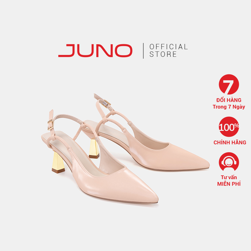 Giày Cao Gót Nữ 7cm Thời Trang JUNO Slingback Quai Thắt Nút CG07131