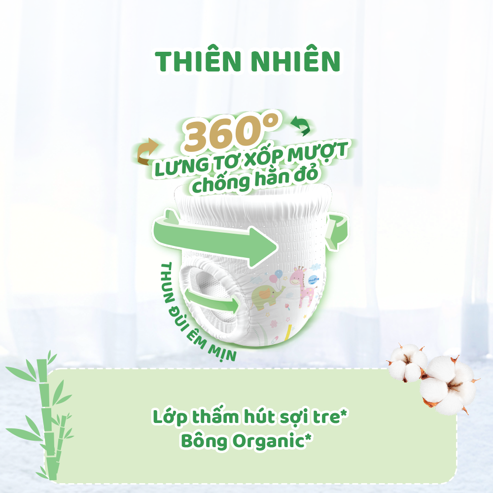 10 miếng tã quần Molfix Thiên nhiên M (6kg - 11kg)