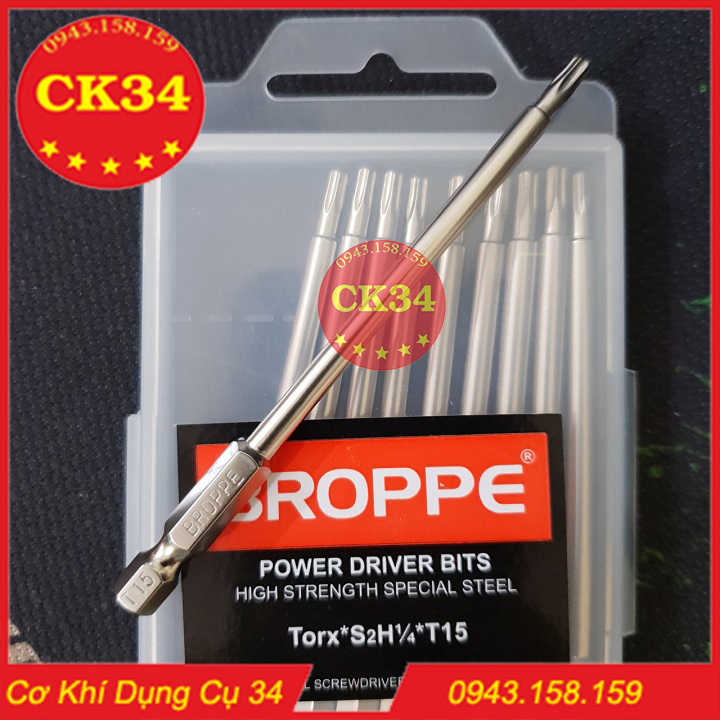 Hoa thị có lỗ, Hoa thị chuôi lục giác T15 dài 100mm BROPPE