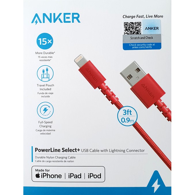 Cáp sạc iPhone / iPad ANKER A8012 MFI USB to Lightning dài 0.9M