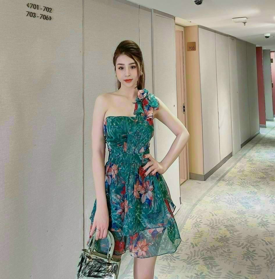 Đầm Voan lụa thắt nơ duyên dáng dễ thương TTT DXX8