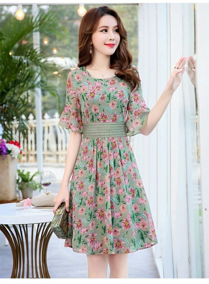 [HCM]  ĐẦM XÒE HOA ĐƠN GIẢNTHANH LỊCH BEYEU1688 - BY4336B