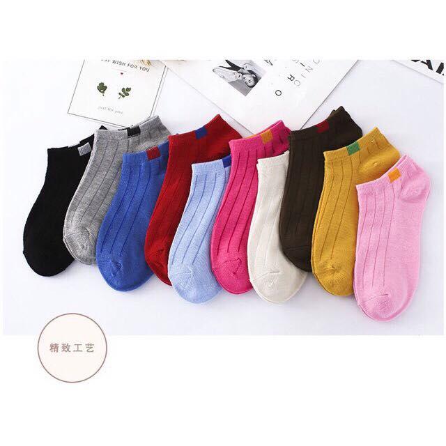 Set 10 Đôi Tất Gân Vintage Cổ Ngắn (Nhiều Màu)