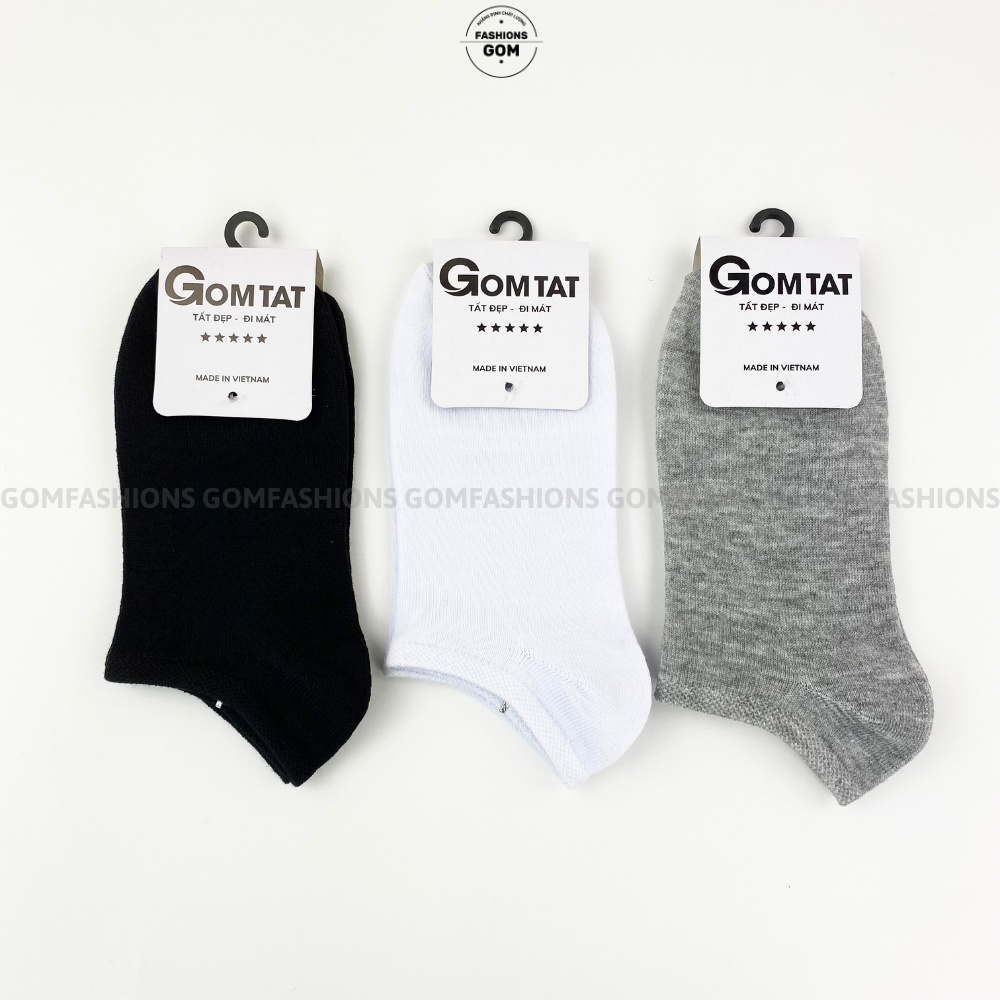 Combo 7 đôi vớ cổ ngắn nam nữ, tất basic dày vừa, chất liệu cotton thoáng mát khử mùi - GOMSOKCS-NGAN-CB7