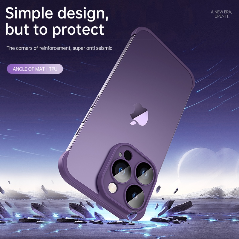 ◊☎¤ Luxury With Lens Protector Corner Pad Soft Silicone Case For iPhone 14 Pro Max Shockproof Phone Cover On iPhone 12 13 14