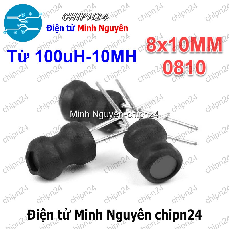 [4 cái] (K229) Cuộn cảm cắm 8x10mm DIP 0810 (100uH/220uH/330uH/470uH/1MH/1.5MH/2.2MH/3.3MH/4.7MH/10MH)-[Chọn Loại] - HHH.00373