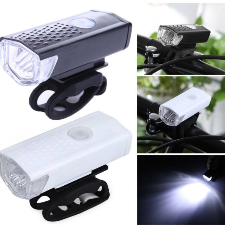 COMBO ĐÈN PHA + ĐÈN HẬU ĐUÔI XE ĐẠP PIN SẠC [KÈM CÁP SẠC]
