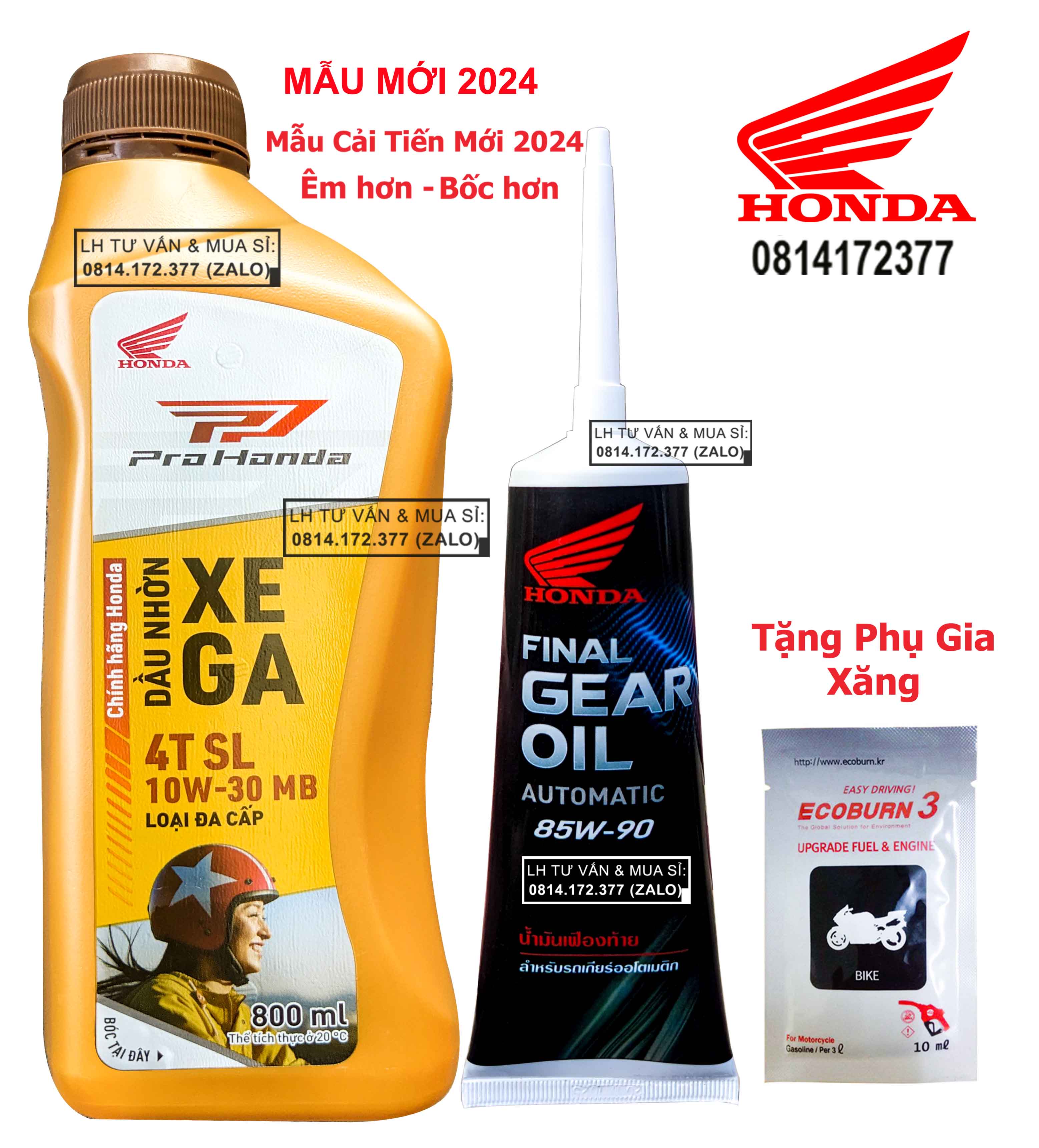 HONDA COMBO DẦU NHỚT TAY GA HONDA 10W30 800ML(0.8L) + NHỚT LAP HONDA 120ML + PHỤ GIA SẠCH ĐỘNG CƠ XE)