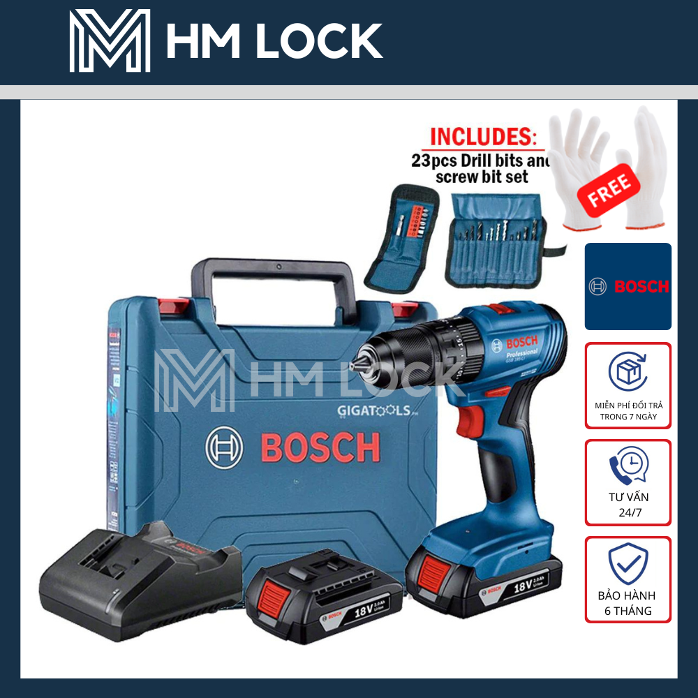 Máy khoan động lực dùng pin 18v bosch gsb 185-li 13mm không chổi than - hàng chính hãng
