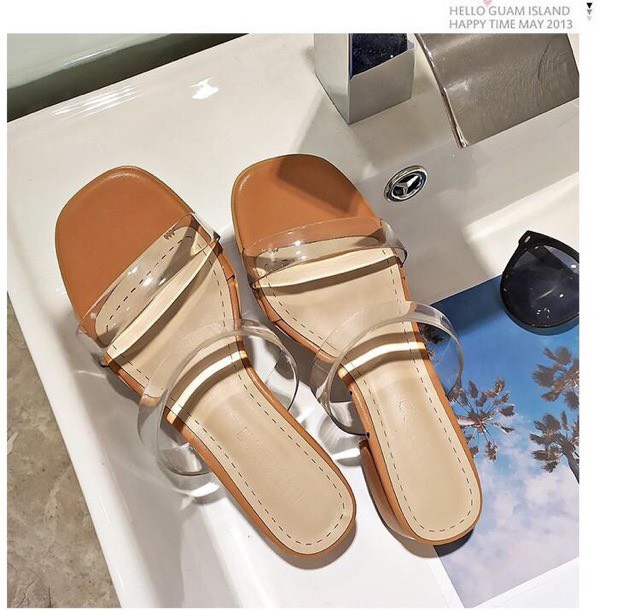 [Tặng dây giày] guốc mika mũi vuông 3cm