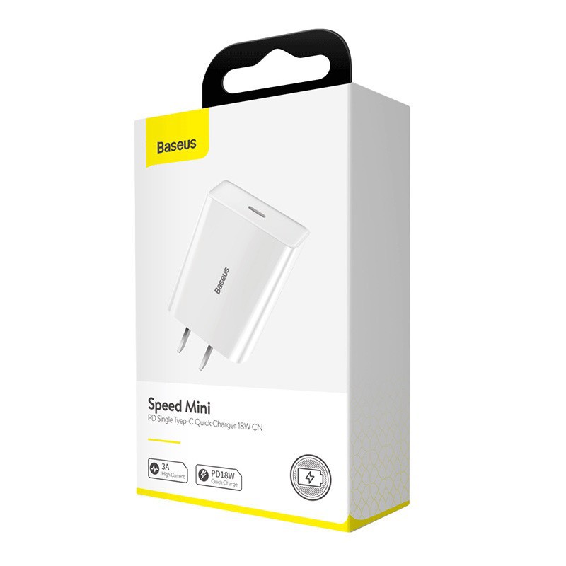 Cốc sạc nhanh Baseus Speed Mini QC/PD 18W (USB/ Dual USB/ Type C, PD/ Quick Charger)