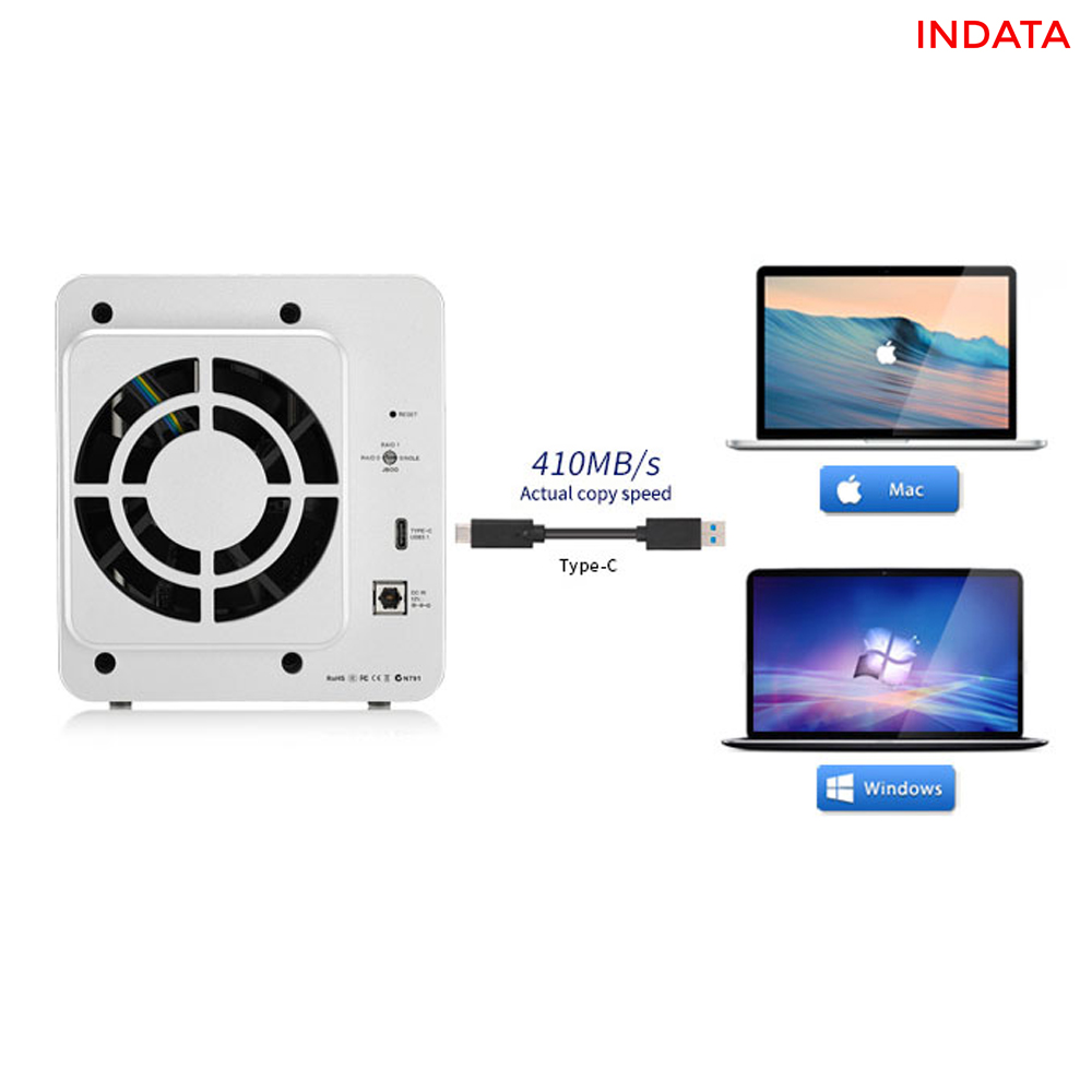 Bộ lưu trữ DAS TerraMaster D2-310 USB Type-C, 2 khay ổ cứng RAID