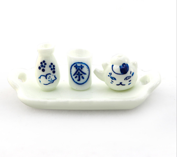 Mô hình ly, ấm kiểu Nhật size mini trang trí nhà búp bê, nhà mô hình