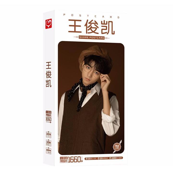 Postcard Vương Tuấn Khải postcard TFboys 2 mẫu hộp ảnh bộ ảnh có ảnh dán sticker lomo bưu thiếp