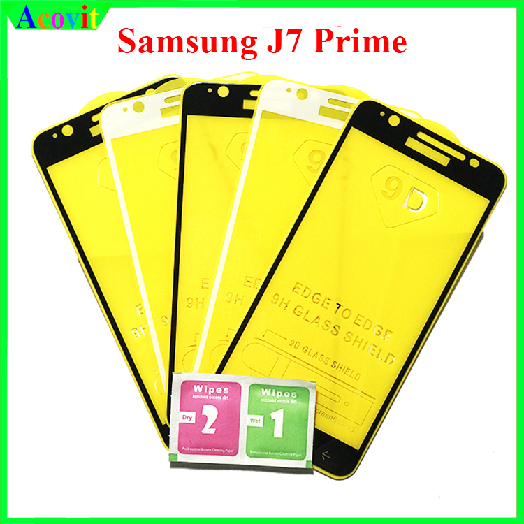 " Kính cường lực 9D Samsung  J7 Prime " _ FULL Màn Hình _ Độ Cứng 9H _ Anh thật Sản Phẩm _  Acovit"