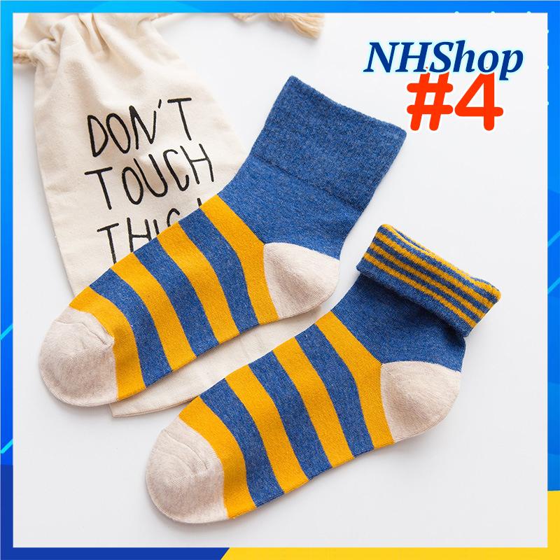 [HCM]Vớ nữ cổ cao cute Phối sọc CÁ TÍNH - Tất nữ cổ cao Ulzzang Style Hàn - NHShop