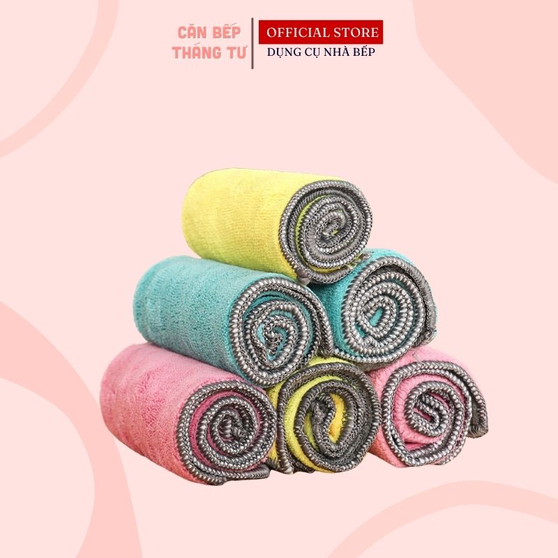 Khăn lau đa năng microfiber lau bếp bát dĩa thấm hút tốt chống dầu mỡ loại to 25x25 KDN