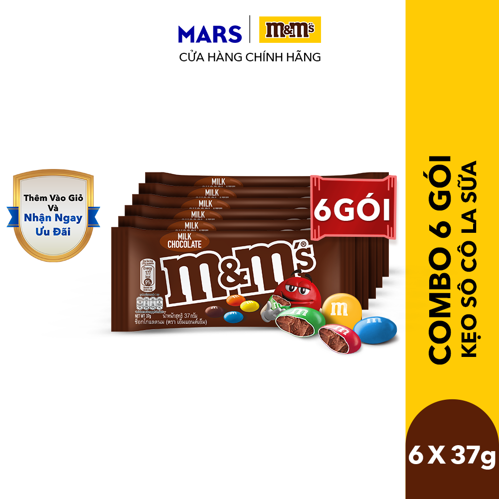 Combo 6 gói Kẹo Sô Cô La Sữa M&M'S 37g