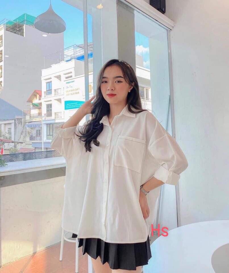 Áo sơ mi viền chỉ nổi hs