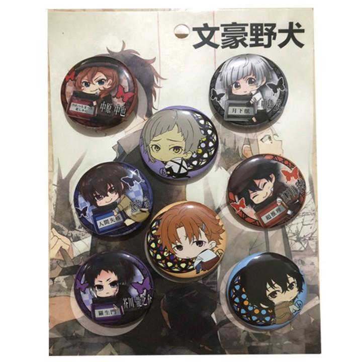 Bảng huy hiệu Bungou Stray Dogs 8 chiếc anime chibi dễ thương