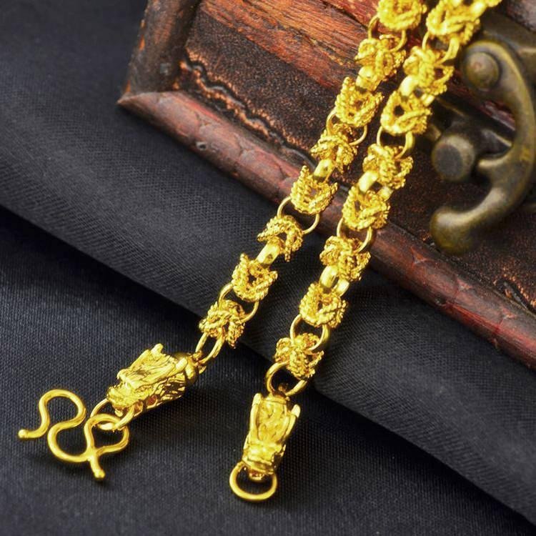 Dây chuyền nam đầu rồng mạ 24K