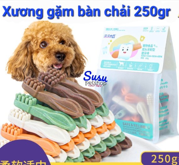 Xương gặm bàn chải mix 4 vị cho chó 250gr