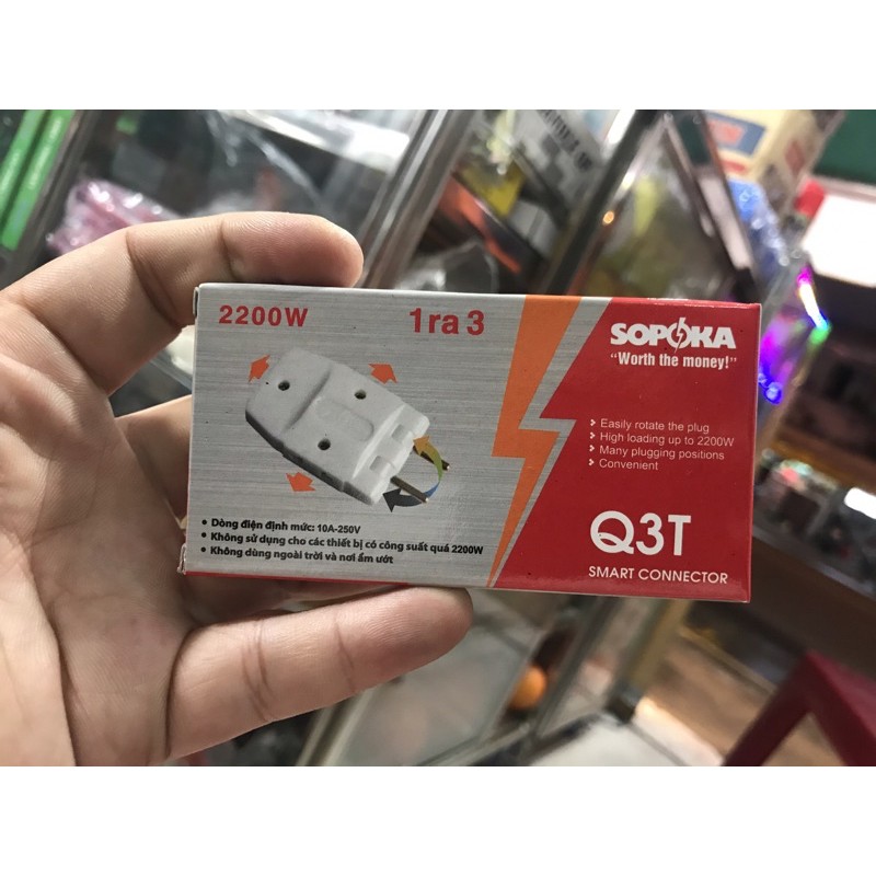 Ba chạc dẹt ominsu/sopoka chịu tải 2200w đầu chia ổ điện làm 3 ổ cắm