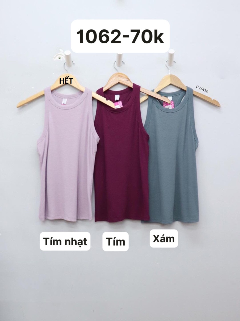 C1062 - Áo thun gân Go Dry ba lỗ, trơn