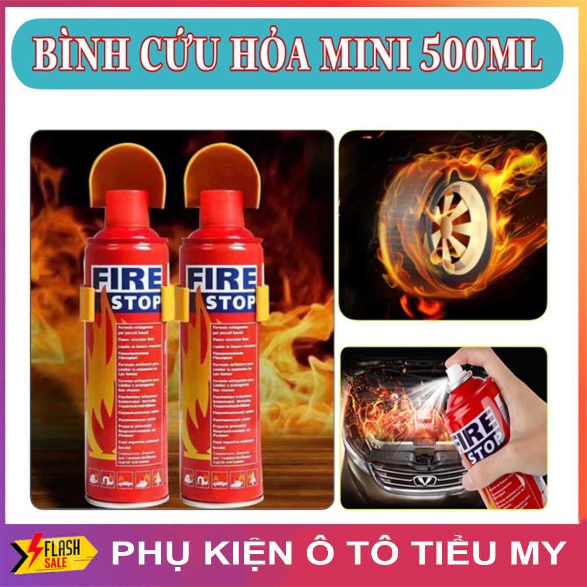 Bình cứu hoả 500ml dạng xịt. bình chữa cháy mini firestop, dập lửa khẩn cấp ô tô, xe máy, văn phòng