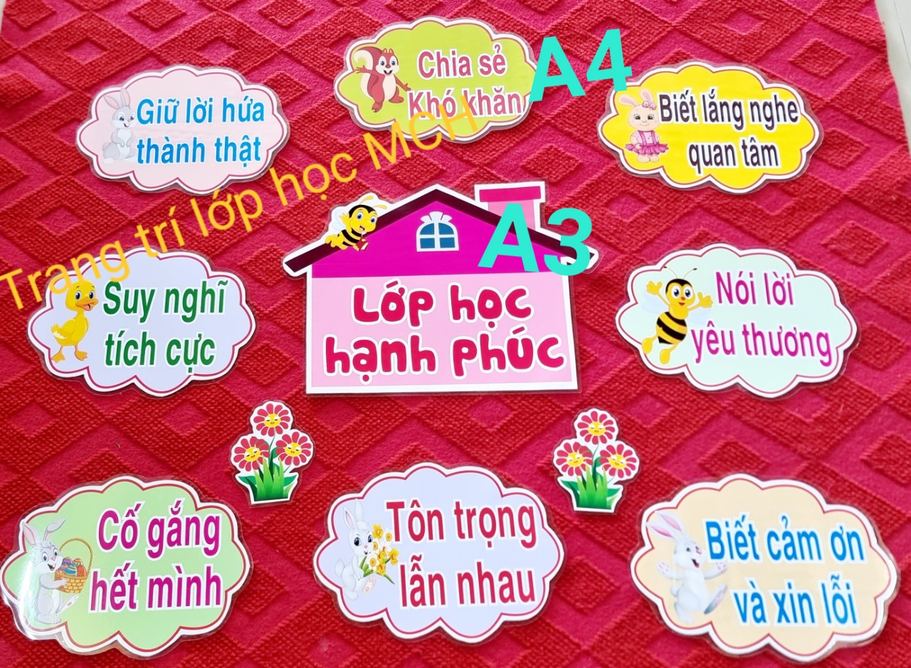 (Đồ dùng dạy học MCH) Sét Rời Lớp học hạnh phúc Mẫu Nhà .