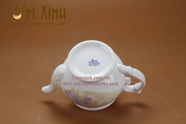 ấm chén Bát Tràng_Bộ bình trà Phú Quý hoa tháp