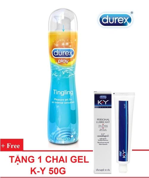 [HCM]Bộ 1 chai Gel bôi trơn Durex Play Tingling 100ml - Mát lạnh thăng hoa cảm xúc tặng gel bôi trơn KY 50 g