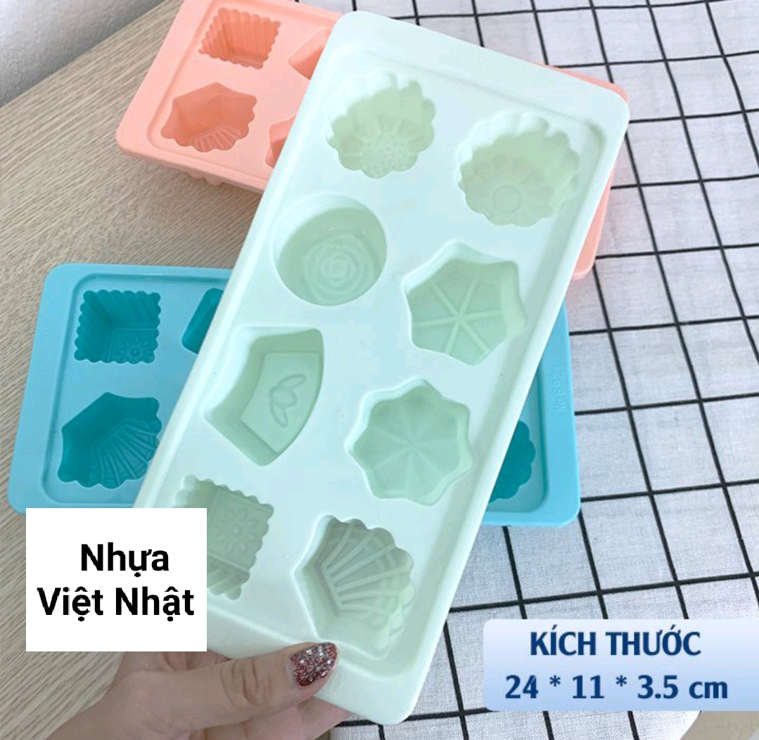 Khay đá tủ lạnh 8 viên nhựa dẻo Việt Nhật cao cấp. Hàng Việt Nam chất lượng cao (QM158)