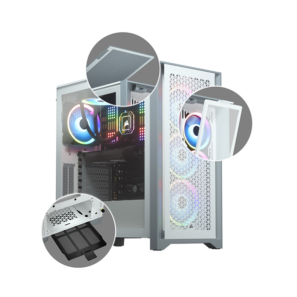 Corsair 4000D airflow TG White pc case cover (cc-9011201-dolls)-authentic