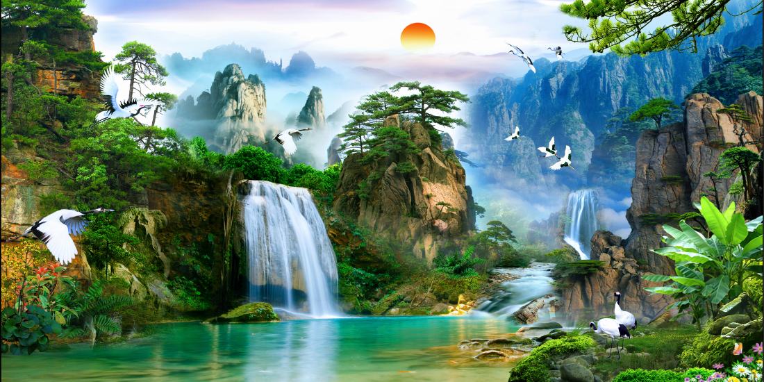 Tranh phông nền 3D dán hồ cá Aqua-017