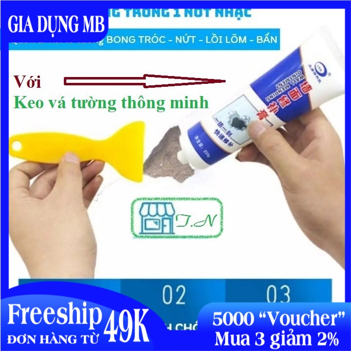 [ CAM KẾT HÀNG CHẤT LƯỢNG ] Keo Vá Tường Bị Nứt Thủng Bong Tróc Trầy Xước Bị Bẩn. Chà Ron Vá Tường Chống Thấm 250 Gr. Keo Trám Vết Nứt Tường Thông Minh. Keo Chống Thấm Vá Tường