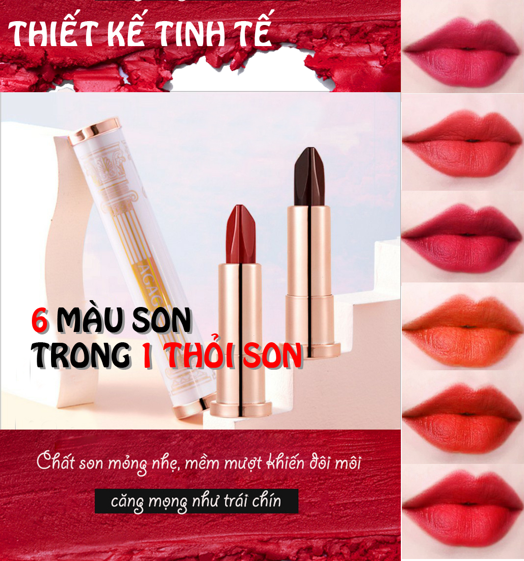 Son môi thân son đính hạt trai tinh tế chất son mịn đẹp