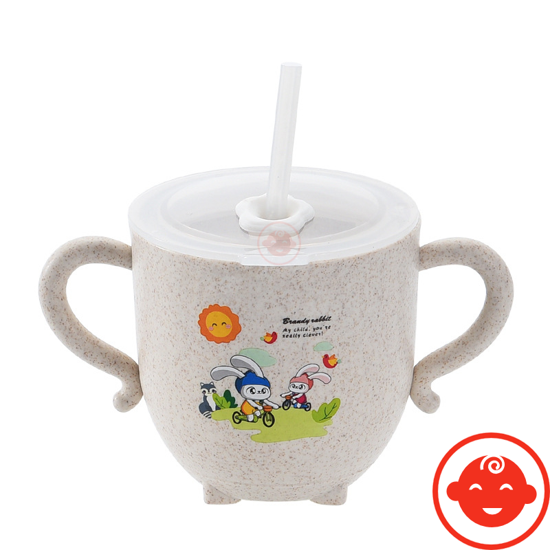 Cốc uống nước lúa mạch KÈM ỐNG HÚT 270ml cho bé