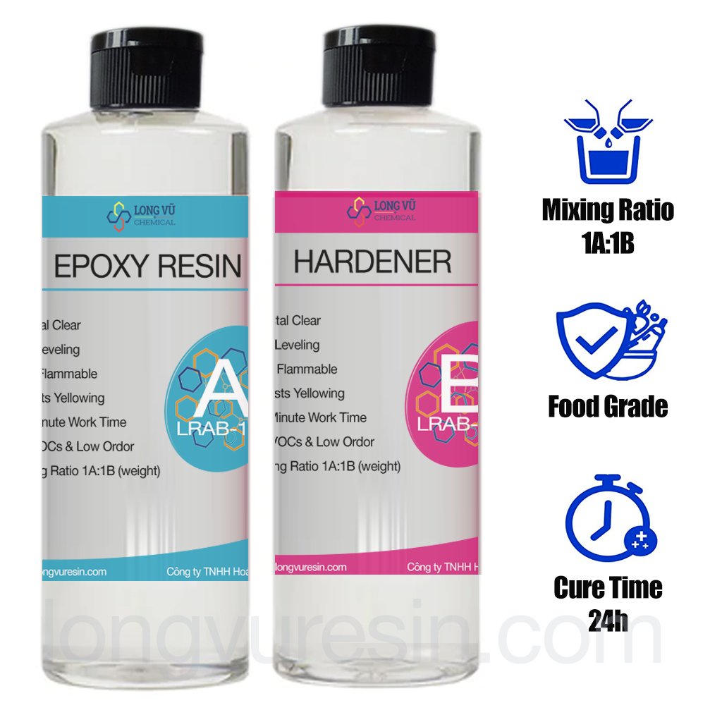 Keo epoxy resin trong suốt ít bọt , keo resin 2 thành phần , resin đổ khuôn handmade , keycap , an toàn thực phẩm