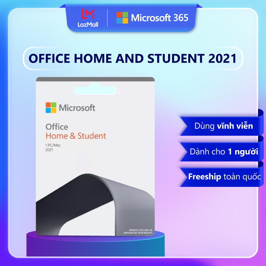 Phần mềm Microsoft Office Home & Student 2021 |Dùng vĩnh viễn| Dành cho 1  người, 1 thiết bị | Chuyển được máy tính khác 