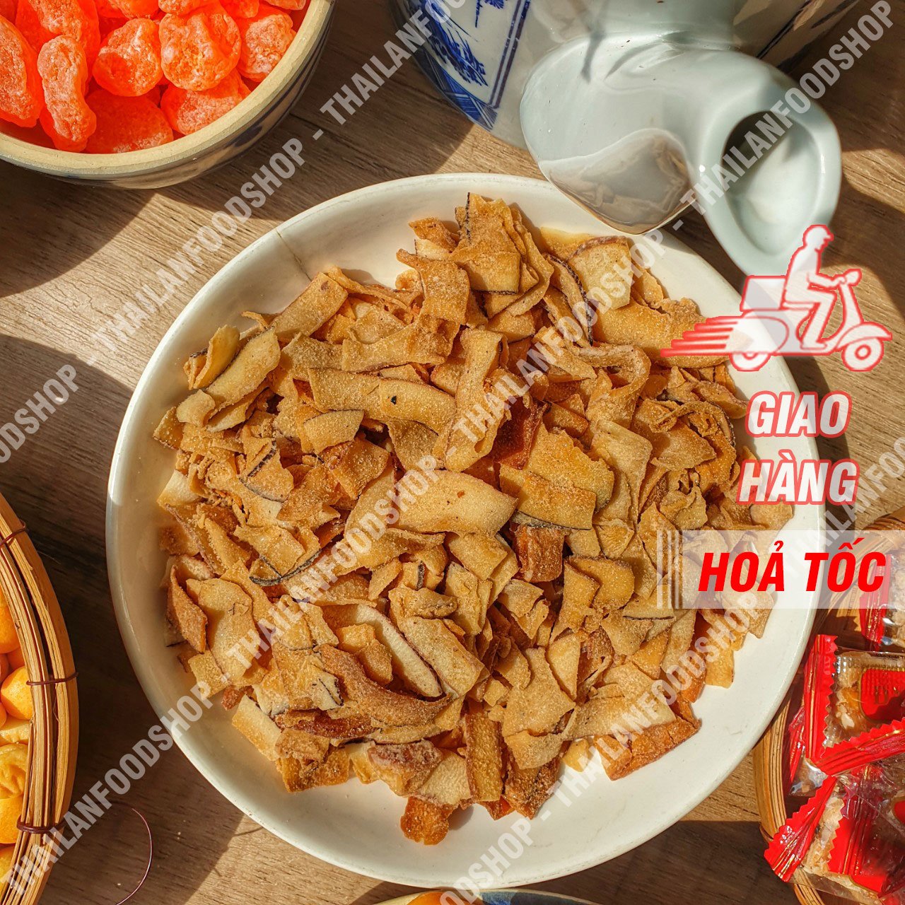 Cơm Dừa Sấy Giòn Lon 400Gr & Túi 1KG