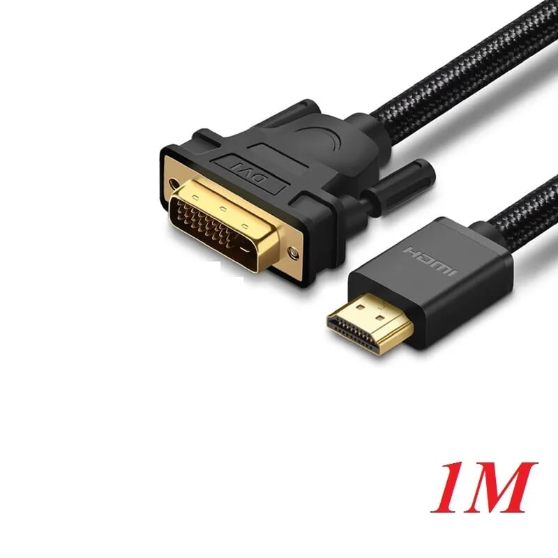 Ugreen 50749 1m cáp hdmi ra dvi bện chống nhiễu hd133